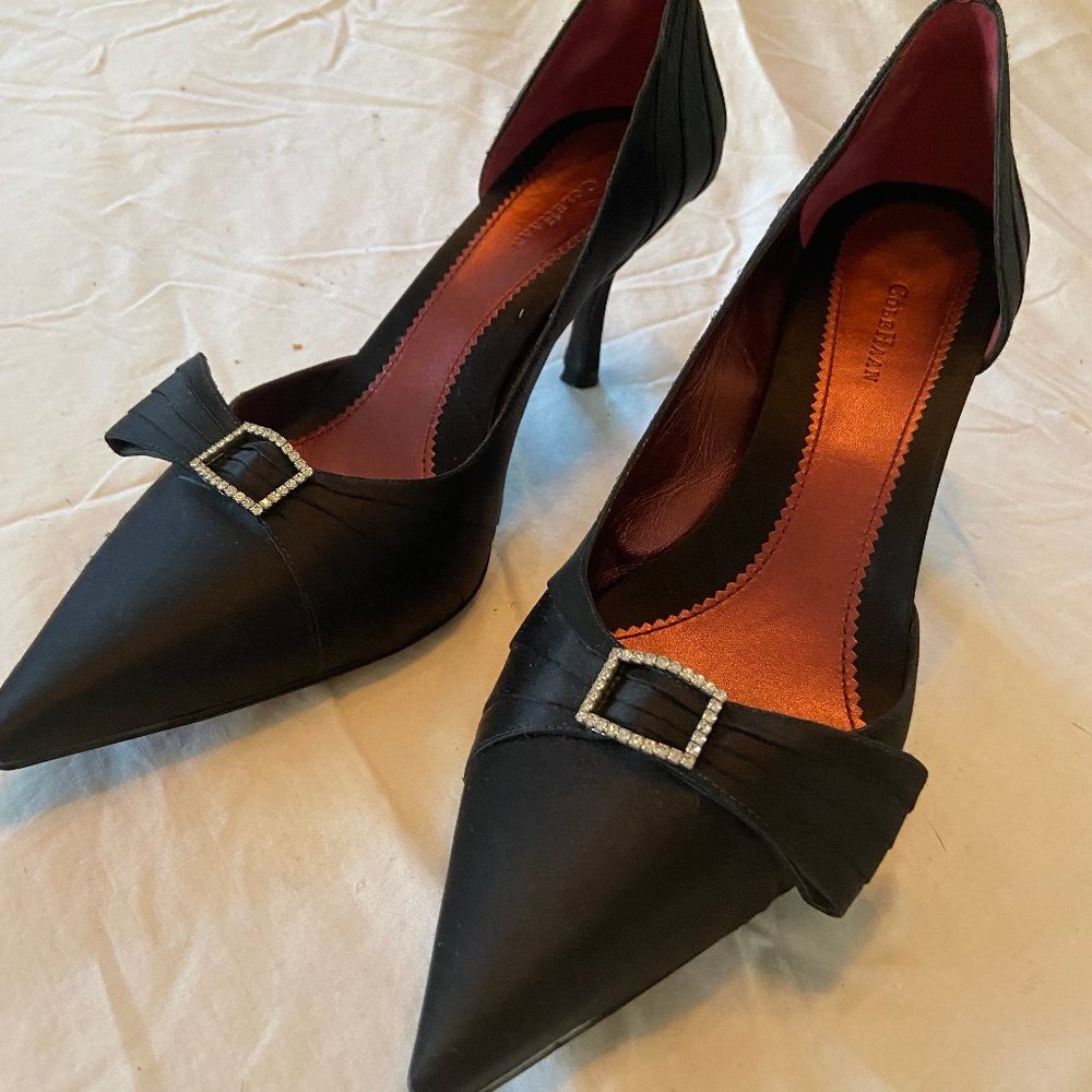 Cole Haan formal black satin party heels